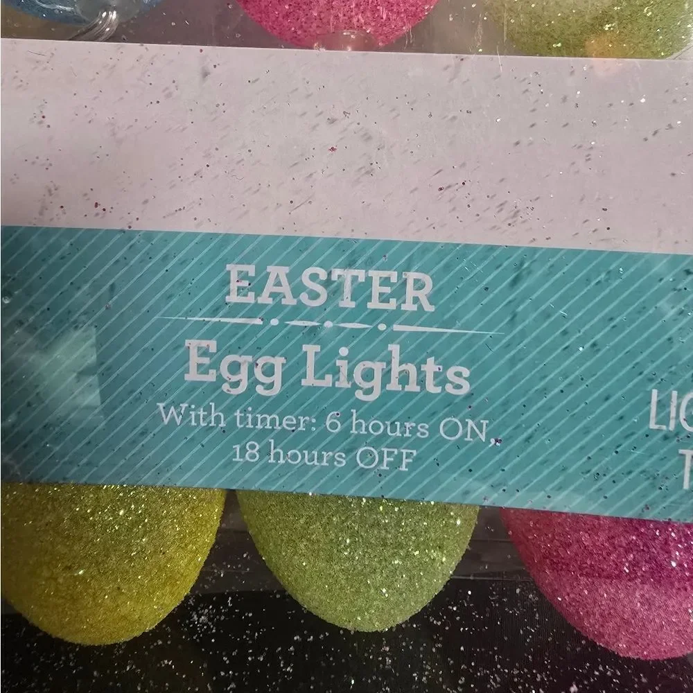 New Way To Celebrate Easter LED String Lights Glitter Easter Eggs 10 Ct, 3,6 ft